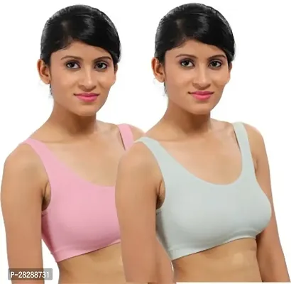 Sizzling Cotton Solid Bras For Women Pack Of 2-thumb0