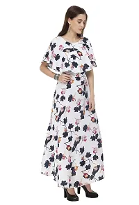 Sadatapan Front Flared Designer Floral Printed Neck Western Casual Regular Fit Comfortable Knee Length Crepe Dress for Women/Girls.-thumb4