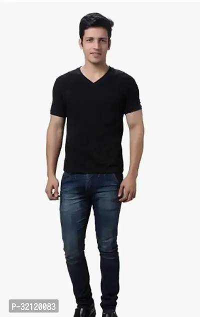 Slim Fit Elastane Blend Half Sleeve Casual T Shirt  Round Neck T Shirt-thumb0