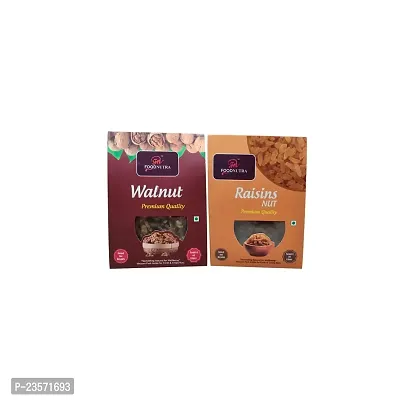 FOODNUTRA | 100% Natural Premium Mix Nuts Combo Pack Dried Raisin Kishmish (250g) and Walnut Kernels Akhrot Giri (250g) Dry Fruits Combo | Dry Fruit Mix