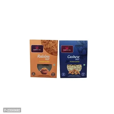 FOODNUTRA | 100% Natural Premium Dry Fruits Cashew, Raisins Combo Pack of 2 (2 * 250gms) Cashews, Raisins (2 x 250 g)