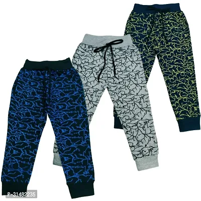 Stylish Cotton Printed Track Pant for Kid Boy, Pack of 3