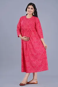 Women's Maternity Kurti for Feeding Zippers/Gown (X-Large, Pink)-thumb4