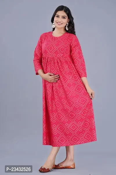 Women's Maternity Kurti for Feeding Zippers/Gown (X-Large, Pink)-thumb5