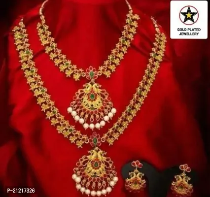 South Indian Style Temple Necklace  Earring Set For Women-thumb0