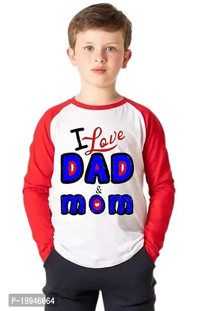 GIFTSBALA  Mom and Dad | I Love My Mom  Dad red and White Raglan Baseball Full Sleeve Cotton Kids T-Shirts for Baby Boy and Girl (B230)63-thumb0