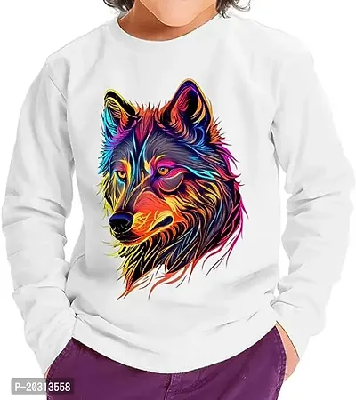 GIFTSBALA Wolf Face Toddler Long Sleeveprinted polyester t-shirt - Neon Design Kids printedpolyester t-shirt - Cute Long Sleeve Tee