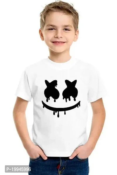 GIFTSBALA  Dab Marshmello White Graphic Printed Dotnet Drifit Sports Fabric Round Neck Kids Unisex Half Sleeve T-Shirt78