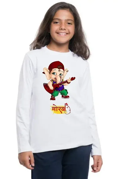 GIFTSBALA /Bal Ganesh/White Graphic Round Neck Kids Girls and Boys Full Sleeve Unisex T-Shirt57