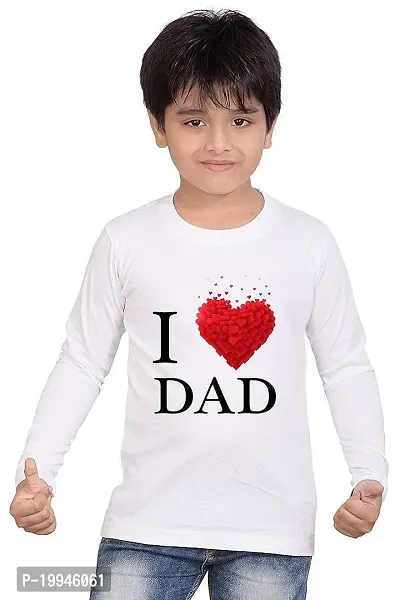 GIFTSBALA  Love Dad White Graphic Polyester Round Neck Kids Boys and Girls Full Sleeve T-Shirt60-thumb0