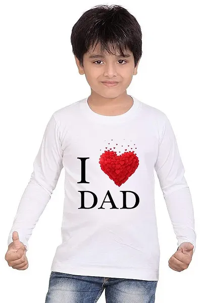 Printmate I Love Dad White Graphic Polyester Round Neck Kids Boy's and Girl's Full Sleeve T-Shirt