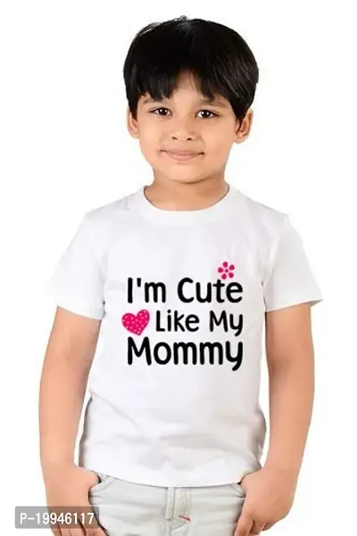 GIFTSBALA  Boys and Girls Cute Like Mommy Kids Gifting Cotton Round Neck Unisex Half Sleeve T-Shirt Dress34