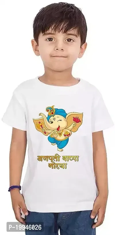 GIFTSBALA  Cotton Baal Gopal Ganpati Ji Printed Kids T-Shirt for Boys  Girls08