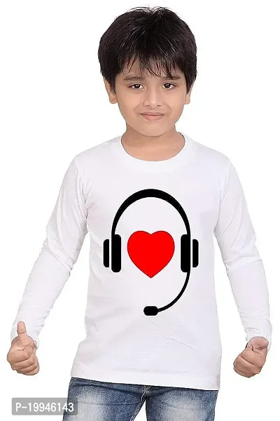 GIFTSBALA  I Love Music Heart Headphones White Graphic Printed Drifit Dotnet Sportswear Round Neck Kids Unisex Full Sleeve T-Shirt85-thumb0