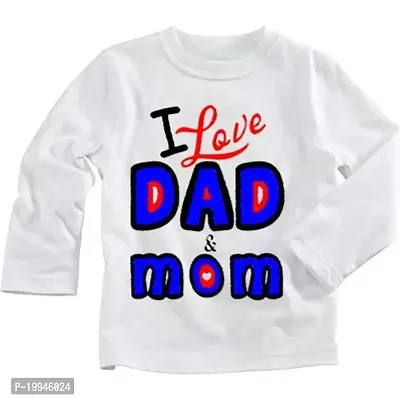 GIFTSBALA  Baby Baby Infant Gifting Love You Mom Dad Graphic Printed Cotton Round Neck Unisex Full Sleeve T-Shirt 05