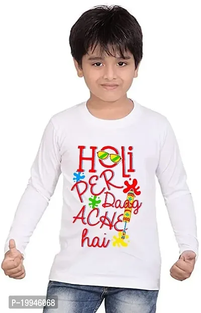 GIFTSBALA  Bura Na Mano Holi Hai Printed | Happy Holi | Holi Hai | Holi with Mom and Daddy Printed Holi Dress White Cotton Full Sleeve Tshirts(B298)38