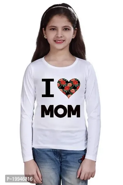 GIFTSBALA  I Love Mom White Graphic Polyester Round Neck Kids Girls Full Sleeve T-Shirt97-thumb0