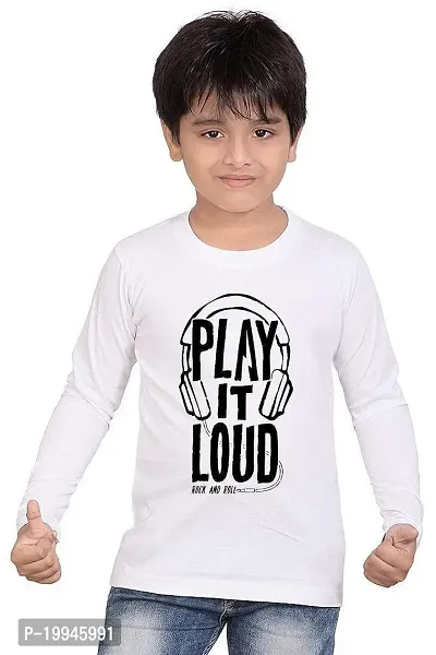 GIFTSBALA  Play IT Loud White Designer Polyester Sports Round Neck Kids Boys Full Sleeve Unisex T-Shirt73-thumb0