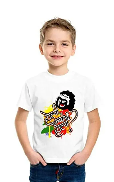 GIFTSBALA Holi Round Neck Unisex Half Sleeve Kids T-Shirt 01