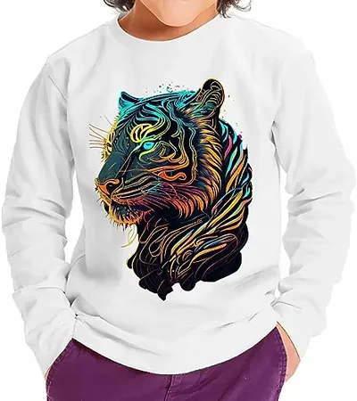 GIFTSBALA Cool Tiger Toddler Long Sleeveprinted t-shirt - Animal Kids printedpolyester t-shirt - Graphic Long Sleeve Tee