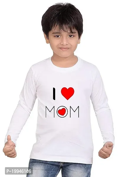 GIFTSBALA  I Love Mom Kids Gifting Cotton Round Neck Unisex Full Sleeve T-Shirt White16