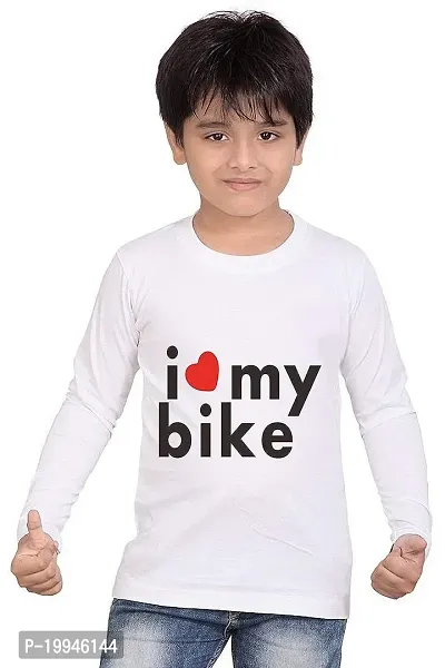 GIFTSBALA  I Love My Bike White Graphic Printed Drifit Dotnet Sportswear Round Neck Kids Unisex Full Sleeve T-Shirt86