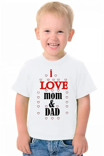 GIFTSBALA Love Mom and Dad Graphic DriFit Sports Febric Round Neck Kids Unisex Half Sleeve T-Shirt48