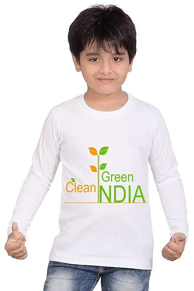 GIFTSBALA Clean India India Graphic Drifit Dotnet Sportswear Round Neck Kids Unisex Full Sleeve T-Shirt83