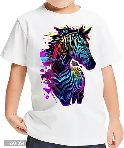 GIFTSBALA Neon Zebra Toddlerprinted polyester t-shirt - Printed Kids printedpolyester t-shirt - Cool Design Tee Shirt for Toddler