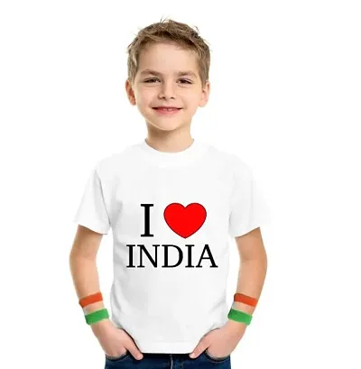 GIFTSBALA Baby Sons Unisex Republic Day T-Shirts with Tricolor Hand Bands | Independence Day T-Shirts for Kids Boys and Girl