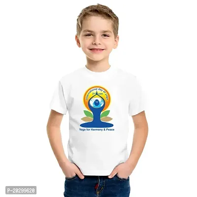 GIFTSBALA The Printpack International Yoga Day and Half Sleeve White | Dry Fit | printed polyester t-shirt  for Women | Men | Kids | Girls | Boys printed polyester t-shirt s-thumb0