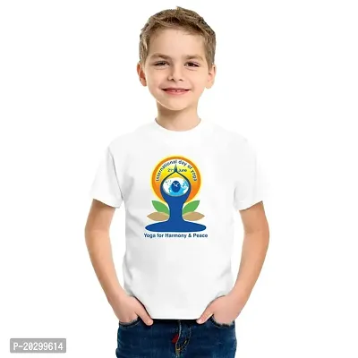 GIFTSBALA The Printpack International Yoga Day and Half Sleeve White | Dry Fit | Men printed polyester t-shirt  | Kids | Girls | Boys printed polyester t-shirt s