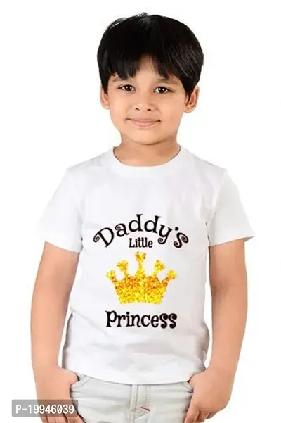 GIFTSBALA  Boys and Girls Daddys Little Princess Kids Gifting Cotton Round Neck Unisex Half Sleeve T-Shirt Dress23-thumb0