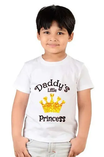 GIFTSBALA Boys and Girls Daddys Little Princess Kids Gifting Round Neck Unisex Half Sleeve T-Shirt Dress23