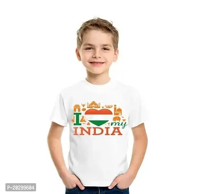 GIFTSBALA PrintMall Independence Day printed polyester t-shirt s for Boys and Girls | Republic Day White printed polyester t-shirt s printed polyester t-shirt  Man | Girl | Boy | Baby (12-18 Months)