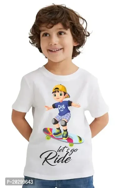 GIFTSBALA Boy's Half Sleeves Causal printed polyester t-shirt  for BOY S (Skate)