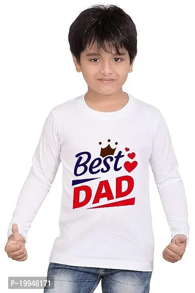 GIFTSBALA  Dad White Graphic Polyester Round Neck Kids Boys and Girls Full Sleeve T-Shirt69-thumb0