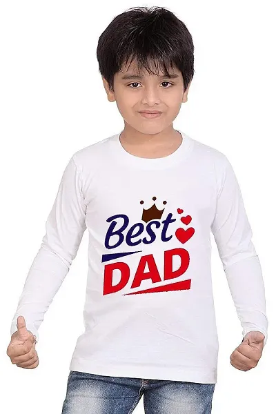 Printmate I Love Dad White Graphic Polyester Round Neck Kids Boy's and Girl's Full Sleeve T-Shirt