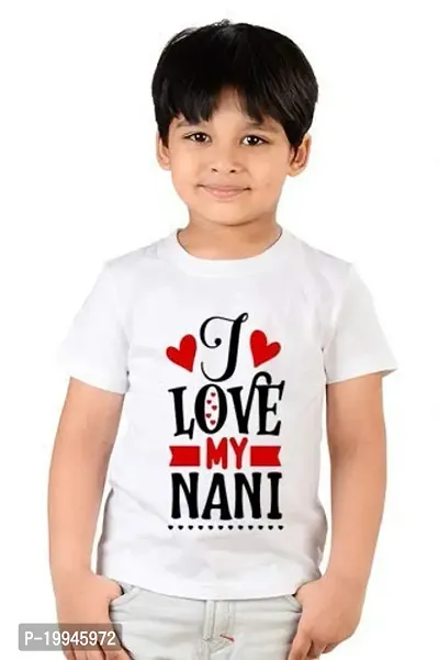 GIFTSBALA  Boys and I Love My Nani Kids Gifting Cotton Round Neck Unisex Half Sleeve T-Shirt 51-thumb0