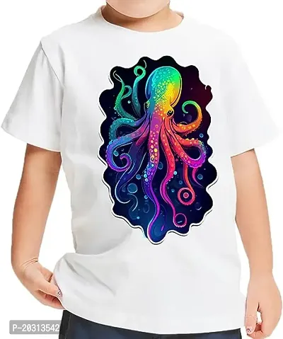 GIFTSBALA Octopus Toddlerprinted polyester t-shirt - Colorful Kids printedpolyester t-shirt - Cool Tee Shirt for Toddler