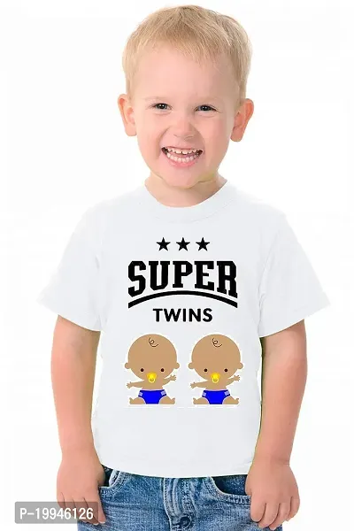 GIFTSBALA  Super Twins White Graphic Polyester DriFit Sports Febric Round Neck Kids Unisex Half Sleeve T-Shirt62-thumb0