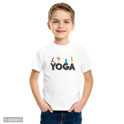 GIFTSBALA PrintMall International Yoga Day and Half Sleeve White | Dry Fit | printed polyester t-shirt  for Women | Men | Kids | Girls | Boys printed polyester t-shirt s-thumb0