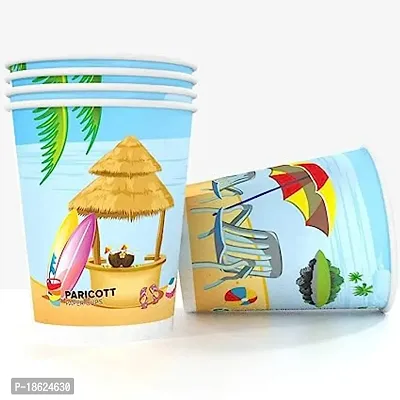 Sea Beach Printed Disposable Party Paper Cups For Hot And Cold Beverages 7Oz - 100 Pieces, Multicolour Pack Of 100-thumb0