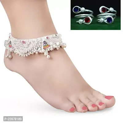 Classic Alloy Anklet With Toe Ring For Women-thumb0