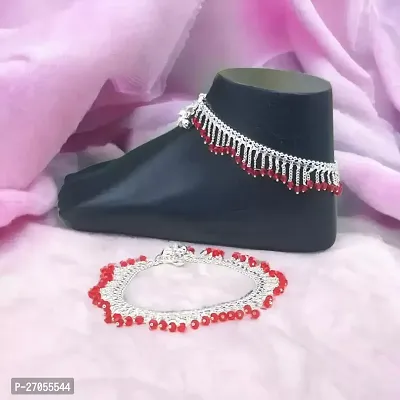 Traditional Ethnic Fashion Foot Jewellery Red Latcon Painjan Payal Alloy-thumb4