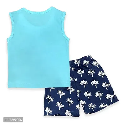 Fabulous Blue Cotton Printed T-Shirts with Shorts For Boys-thumb2