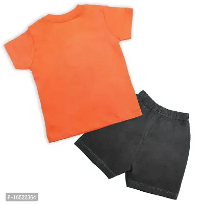 Fabulous Orange Cotton Printed T-Shirts with Shorts For Boys-thumb2