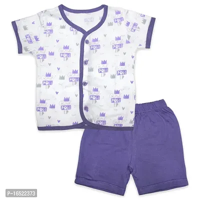 Fabulous Purple Cotton Printed T-Shirts with Shorts For Boys