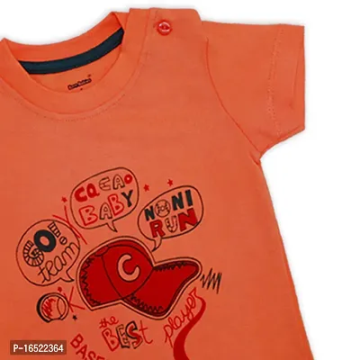 Fabulous Orange Cotton Printed T-Shirts with Shorts For Boys-thumb5