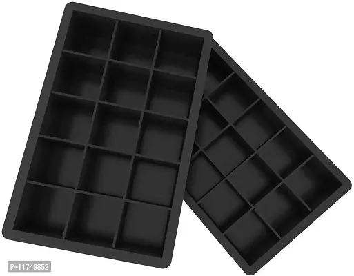 Topinon 1pc Silicone Ice Cube Trays Molds, 15 Cavities Ice Tray Black, Flexible ice Tray- 15 Cavity